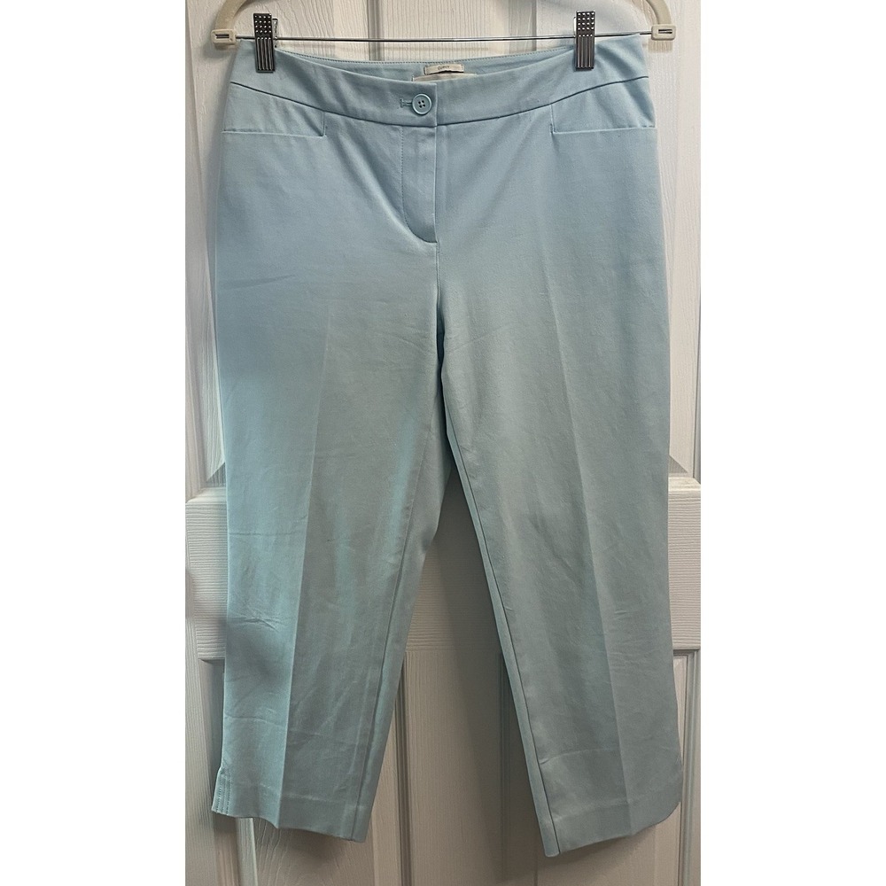 Talbots Signature Womens Blue Cropped Curvy Chino‎ Stretch Dress Pants 4P EUC